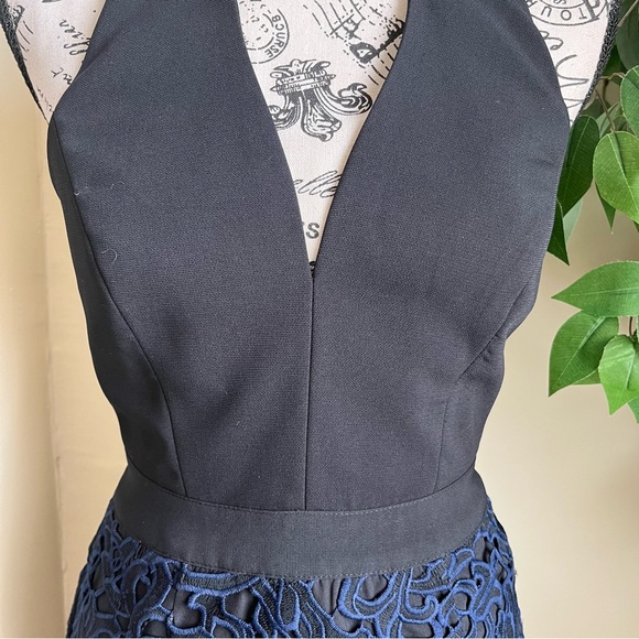 Adelyn Rae Sasha Mock Neck Tulip Hem Dress Navy Black Sz S - Picture 5 of 16